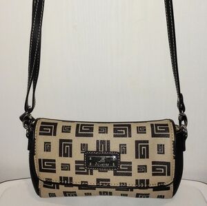 Vintage Guy Laroche Brown/ Tan Leather Logo Crossbody Bag